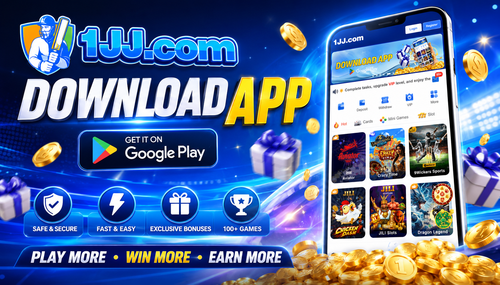 1JJ Game official banner — download the 1JJ app and win big